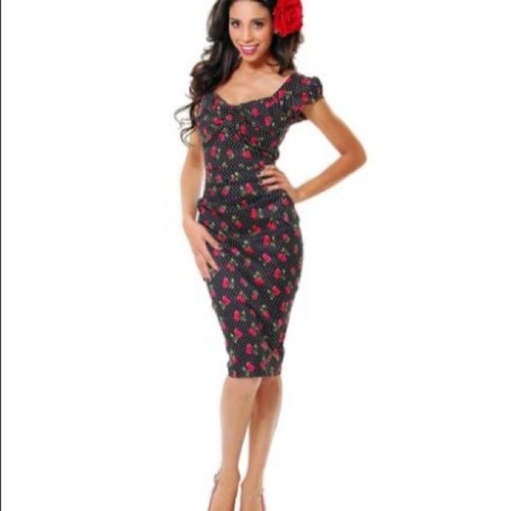 Stop Starring! Vintage Cherry Midi Dress NWOT